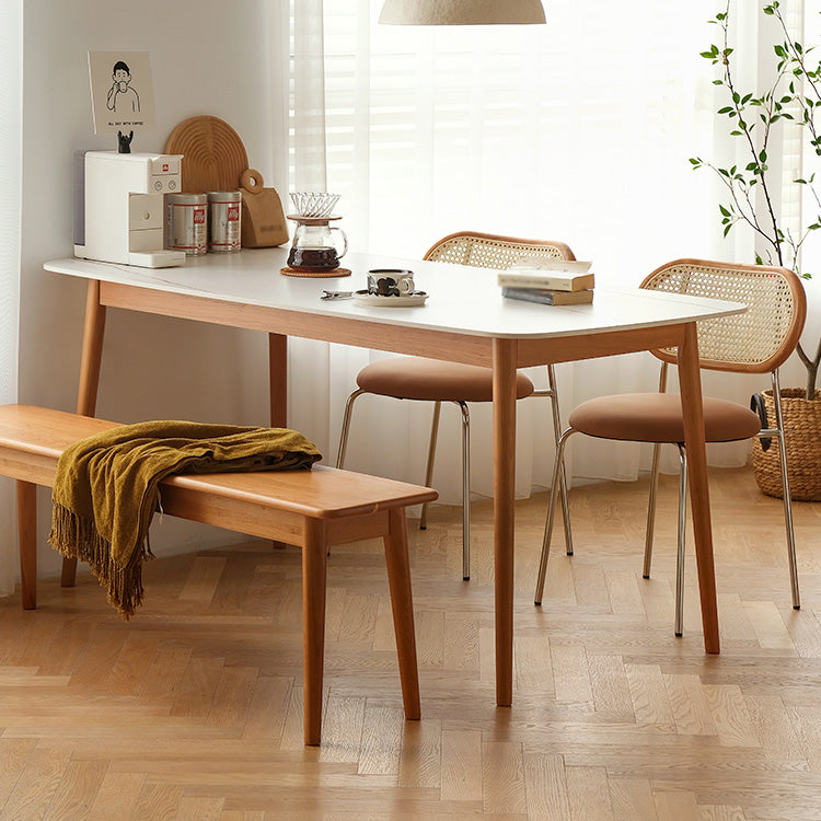 Contemporary White Standard Dining Table Sintered Stone Top Dining Table for Kitchen