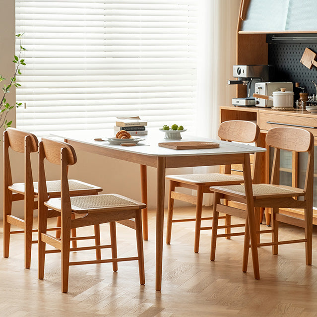 Contemporary White Standard Dining Table Sintered Stone Top Dining Table for Kitchen