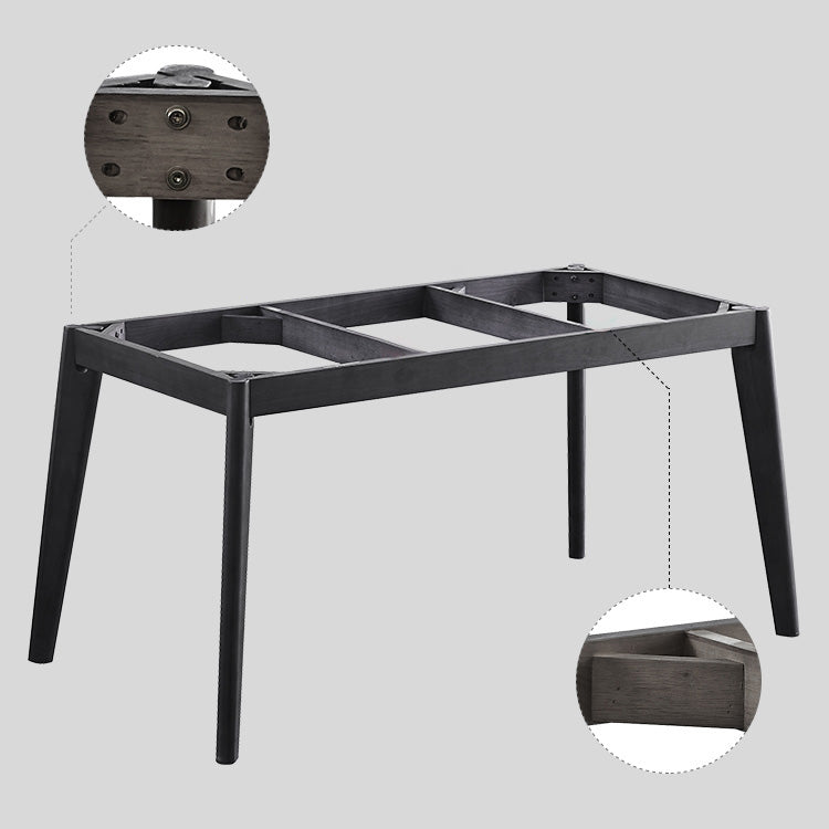 Rectangle 4 Legs Industrial Table Black Fixed Table of Sintered Stone