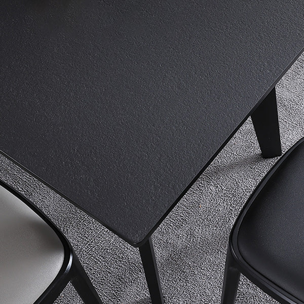Rectangle 4 Legs Industrial Table Black Fixed Table of Sintered Stone