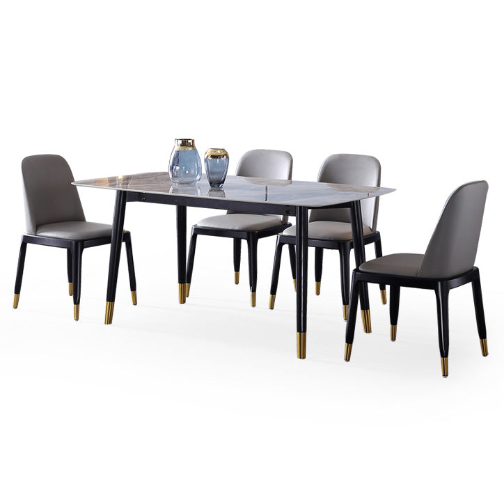 Rectangle Grey Tone Dining Table Sintered Stone Table Luxury with 4 Legs
