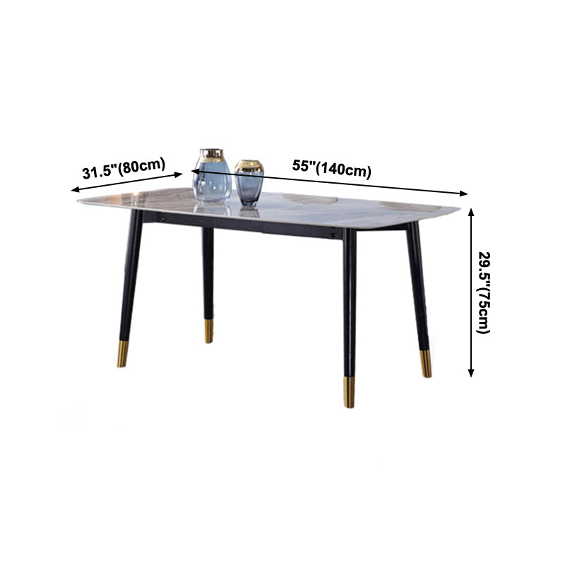 Rectangle Grey Tone Dining Table Sintered Stone Table Luxury with 4 Legs