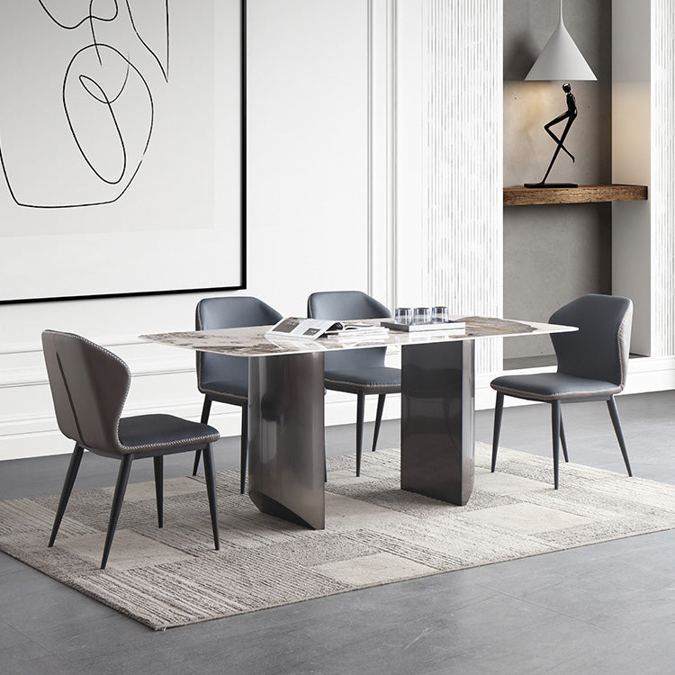 Metal Traditional Luxury Table Rectangular Sintered Stone Table