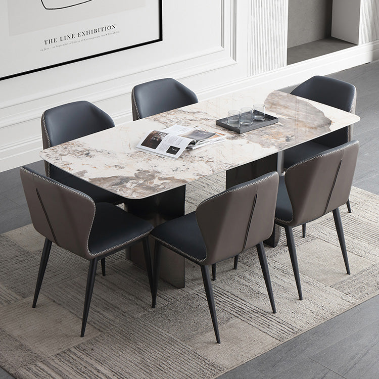 Metal Traditional Luxury Table Rectangular Sintered Stone Table