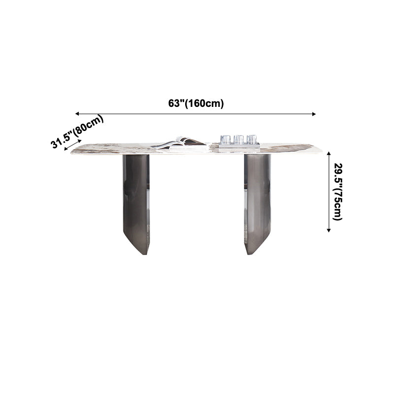 Metal Traditional Luxury Table Rectangular Sintered Stone Table