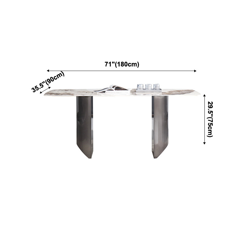 Metal Traditional Luxury Table Rectangular Sintered Stone Table