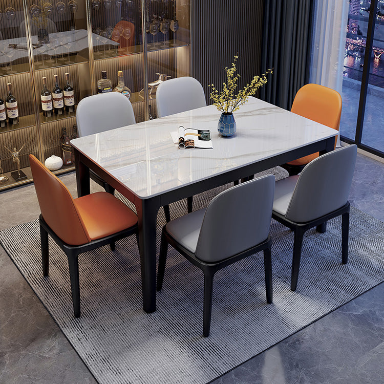 Rectangle Industrial Dining Table Two-Color Fixed Table with Sintered Stone