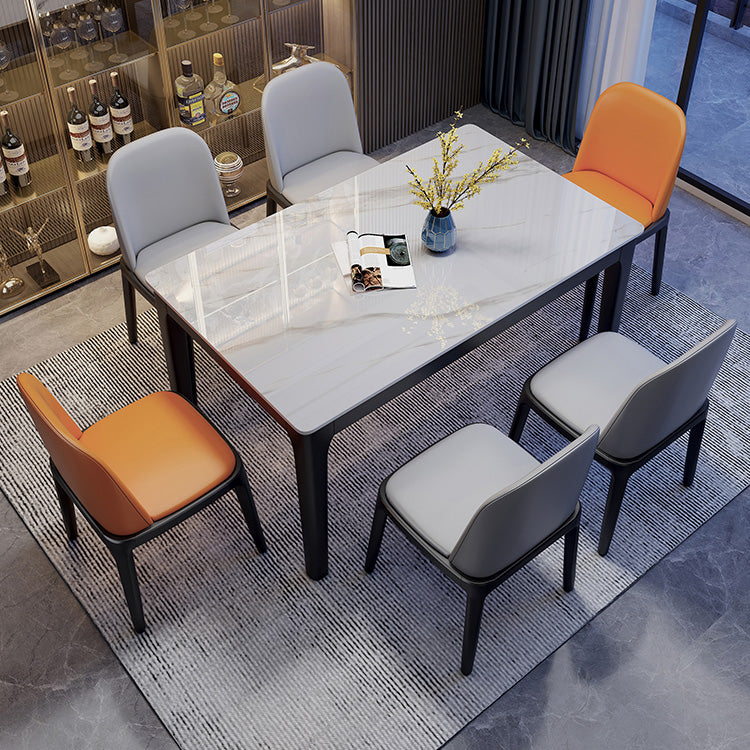 Rectangle Industrial Dining Table Two-Color Fixed Table with Sintered Stone