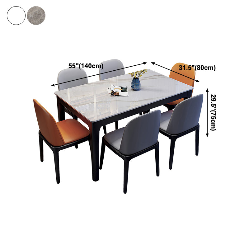 Rectangle Industrial Dining Table Two-Color Fixed Table with Sintered Stone