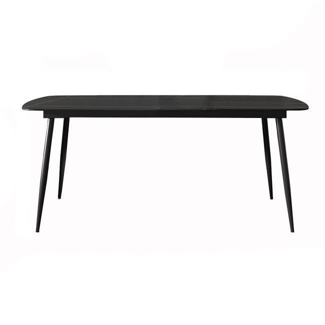 Rectangle Industrial Dining Room Table Sintered Stone Table with 4 Black Metal Legs