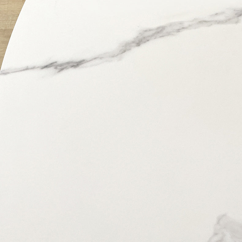 29.13''h zeitgenössische runde Esstisch Sintered Stone Tisch mit 4 schwarzen Metallbeinen