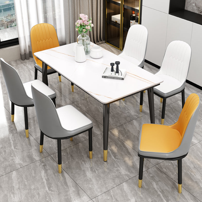 Mesa de piedra sinterizada de cocina industrial Mesa de comedor rectangular estándar con 4 patas Base