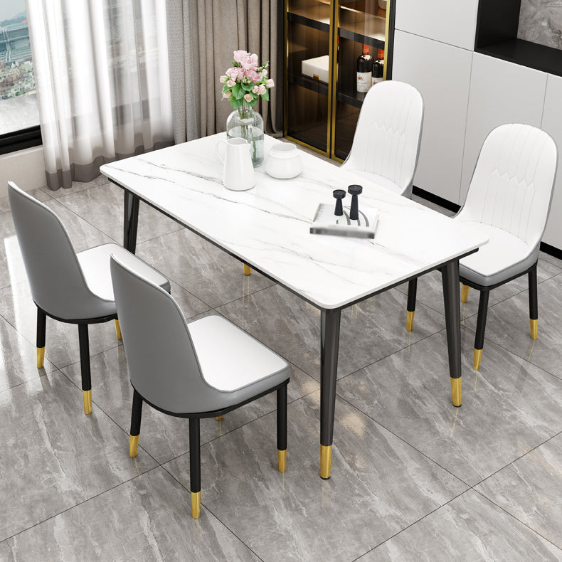 Mesa de piedra sinterizada de cocina industrial Mesa de comedor rectangular estándar con 4 patas Base