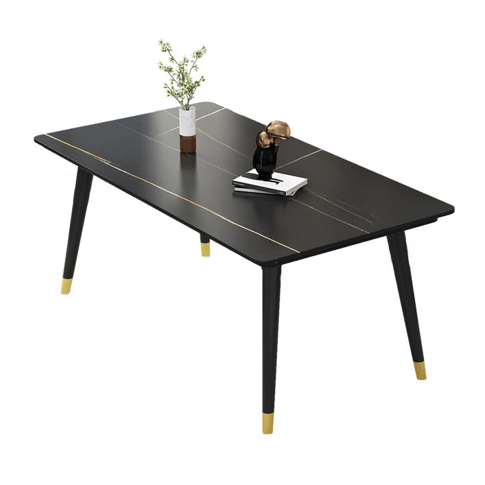 Mesa de piedra sinterizada de cocina industrial Mesa de comedor rectangular estándar con 4 patas Base