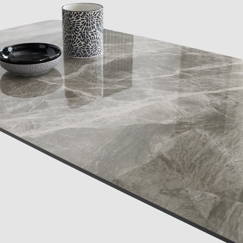 Mesa de comedor estándar industrial de forma rectangular de piedra sinterizada con base de 4 patas