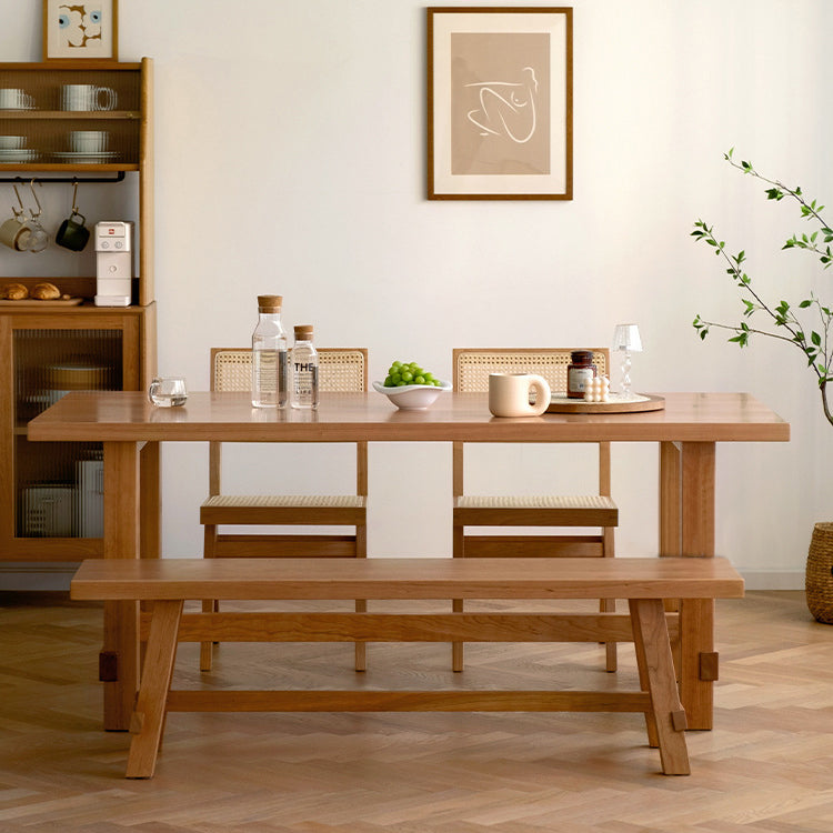 Rectangle Trestle Furniture Pine Solid Wood Dining Room Collection for Home