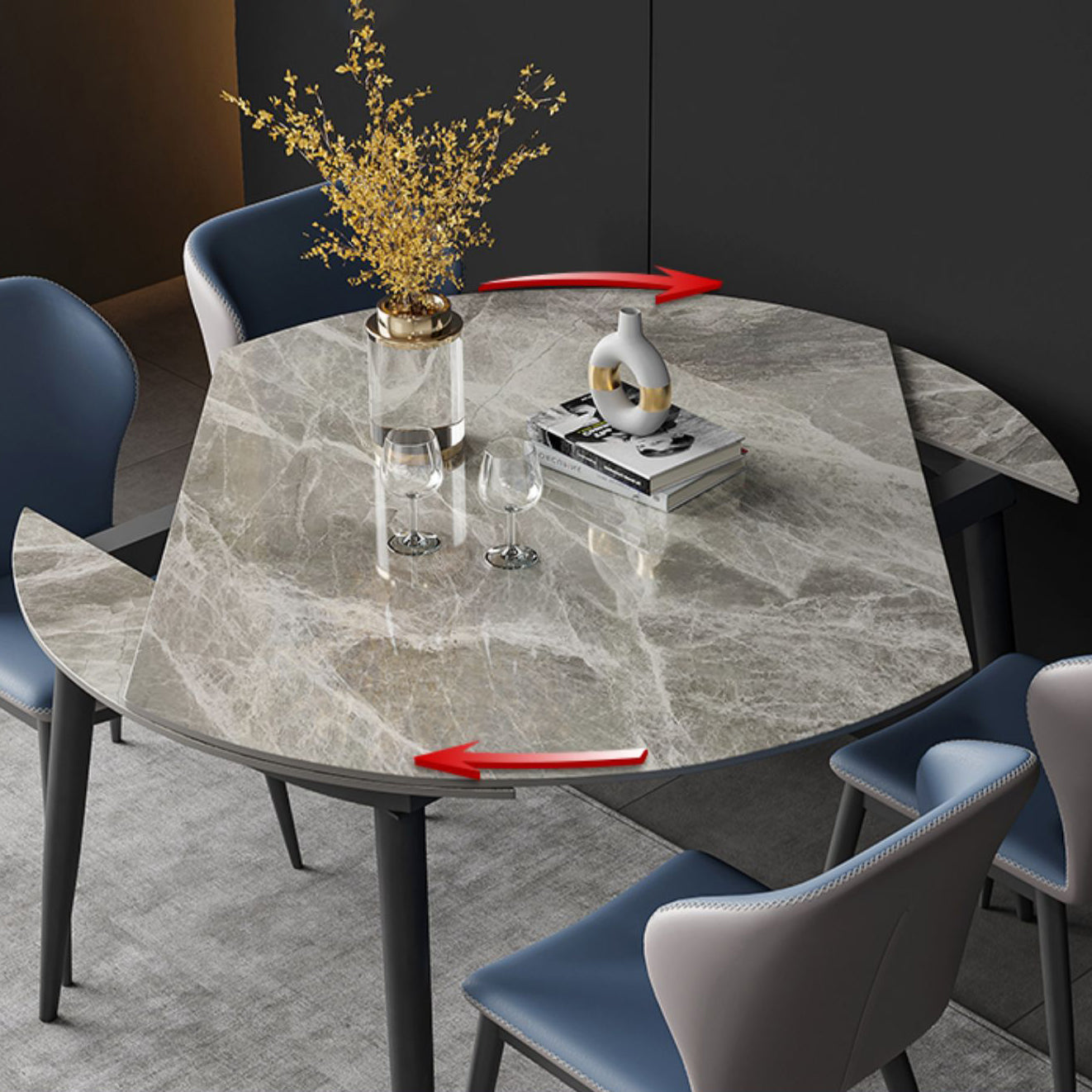 Mesa de piedra sinterizada moderna mesa de comedor de cocina estándar en gris