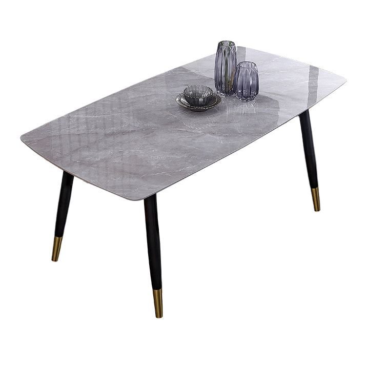 Mesa de comedor de lujo rectangular Tono gris fijo con piedra sinterizada