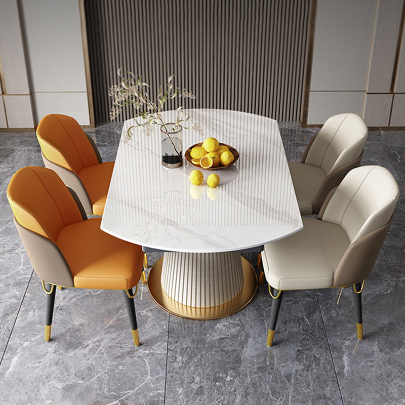 Glam Round Shape Dining Table Standard Sintered Stone Dining Table with Pedestal Base