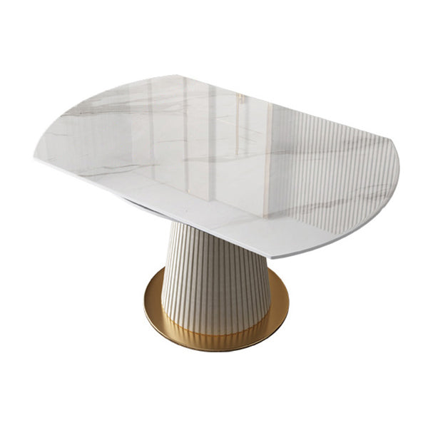 Glam Round Shape Dining Table Standard Sintered Stone Dining Table with Pedestal Base