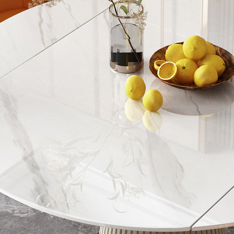 Glam Round Shape Dining Table Standard Sintered Stone Dining Table with Pedestal Base