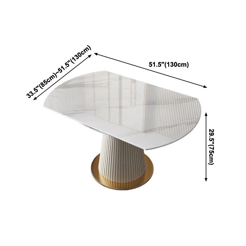 Glam Round Shape Dining Table Standard Sintered Stone Dining Table with Pedestal Base