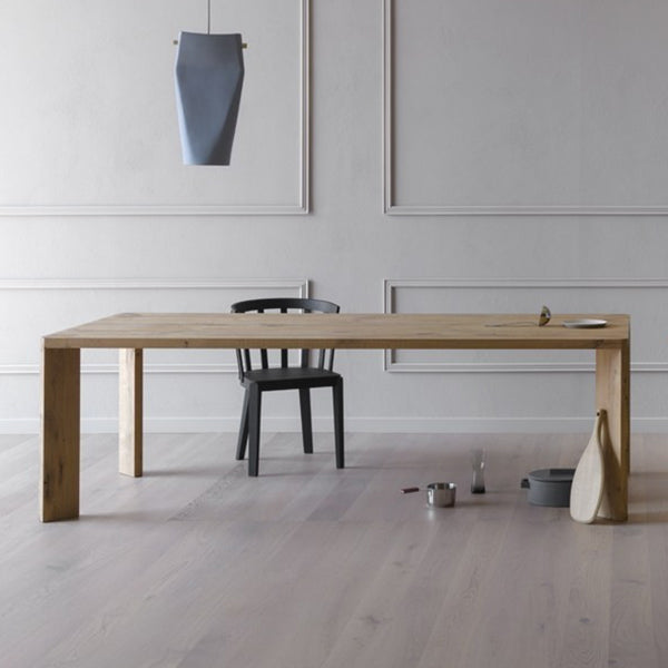 Rectangle Shape Casual Dining Table Two Color Fixed Table with Solid Wood