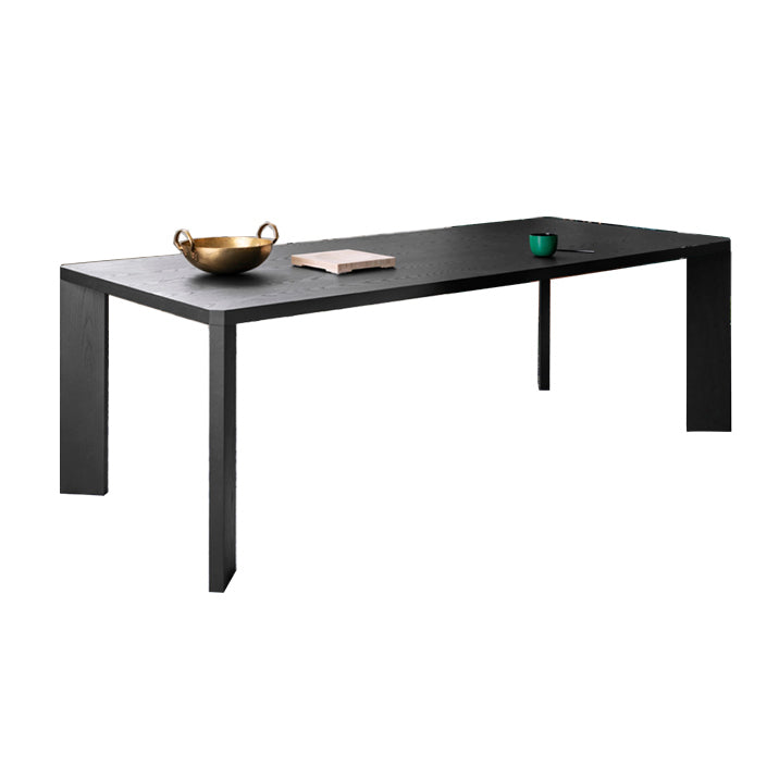 Rectangle Shape Casual Dining Table Two Color Fixed Table with Solid Wood