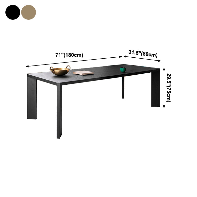 Rectangle Shape Casual Dining Table Two Color Fixed Table with Solid Wood