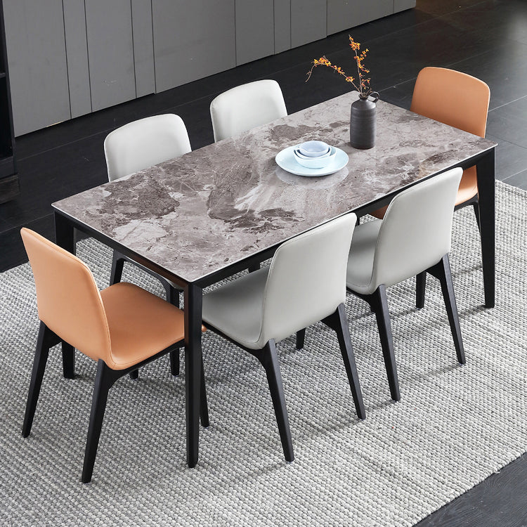 Mesa de tono gris de piedra sinterizada mesa de 4 patas de mediados del siglo para el comedor