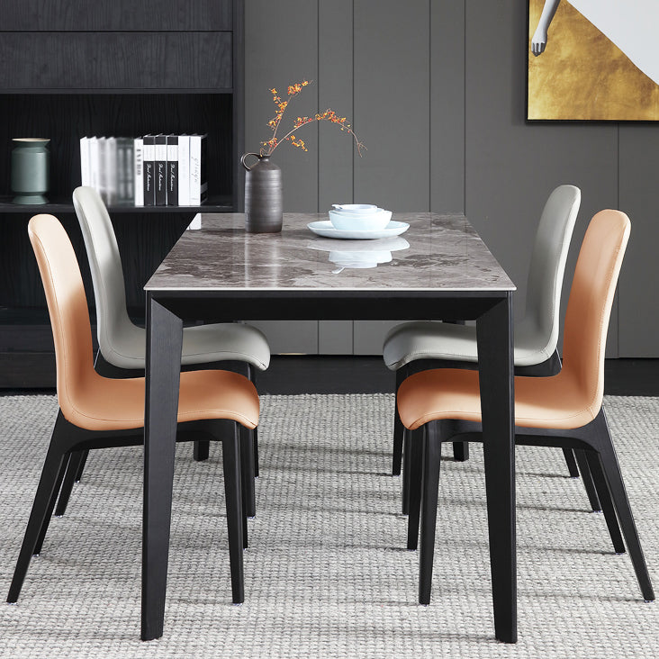Mesa de tono gris de piedra sinterizada mesa de 4 patas de mediados del siglo para el comedor
