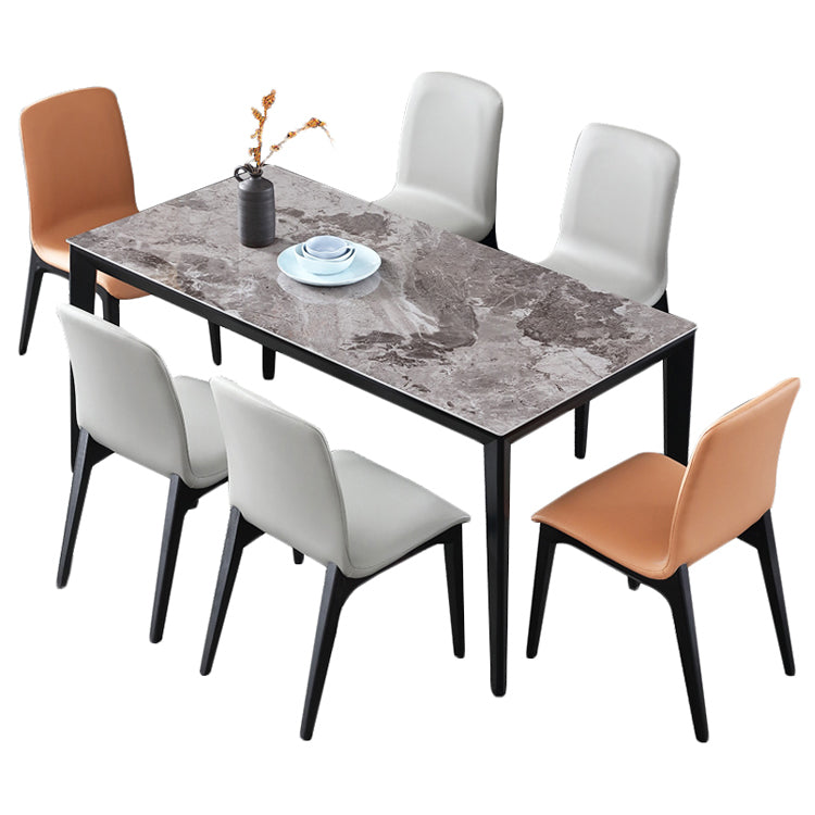 Mesa de tono gris de piedra sinterizada mesa de 4 patas de mediados del siglo para el comedor