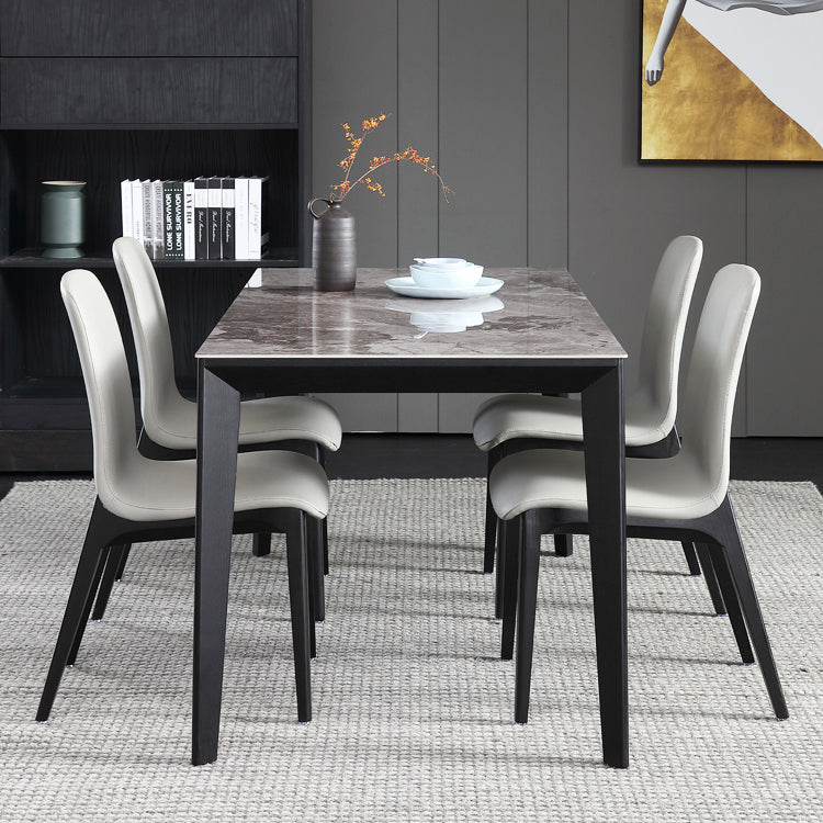 Mesa de tono gris de piedra sinterizada mesa de 4 patas de mediados del siglo para el comedor