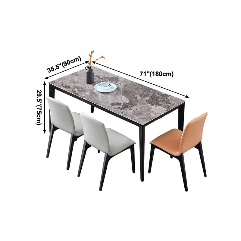 Mesa de tono gris de piedra sinterizada mesa de 4 patas de mediados del siglo para el comedor