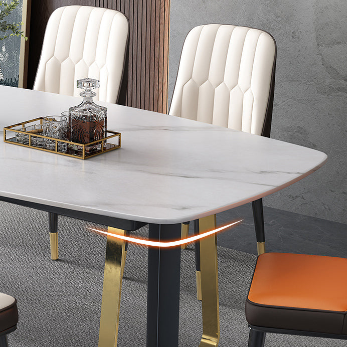 Mesa de comedor de piedra sinterizada de lujo Mesa de cocina rectangular con pedestal doble