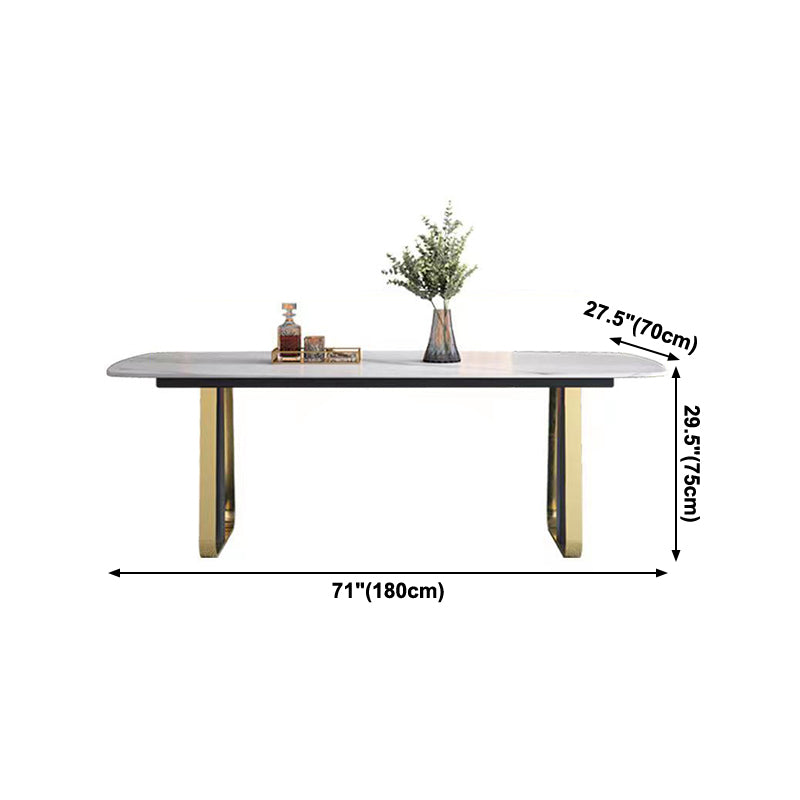 Mesa de comedor de piedra sinterizada de lujo Mesa de cocina rectangular con pedestal doble