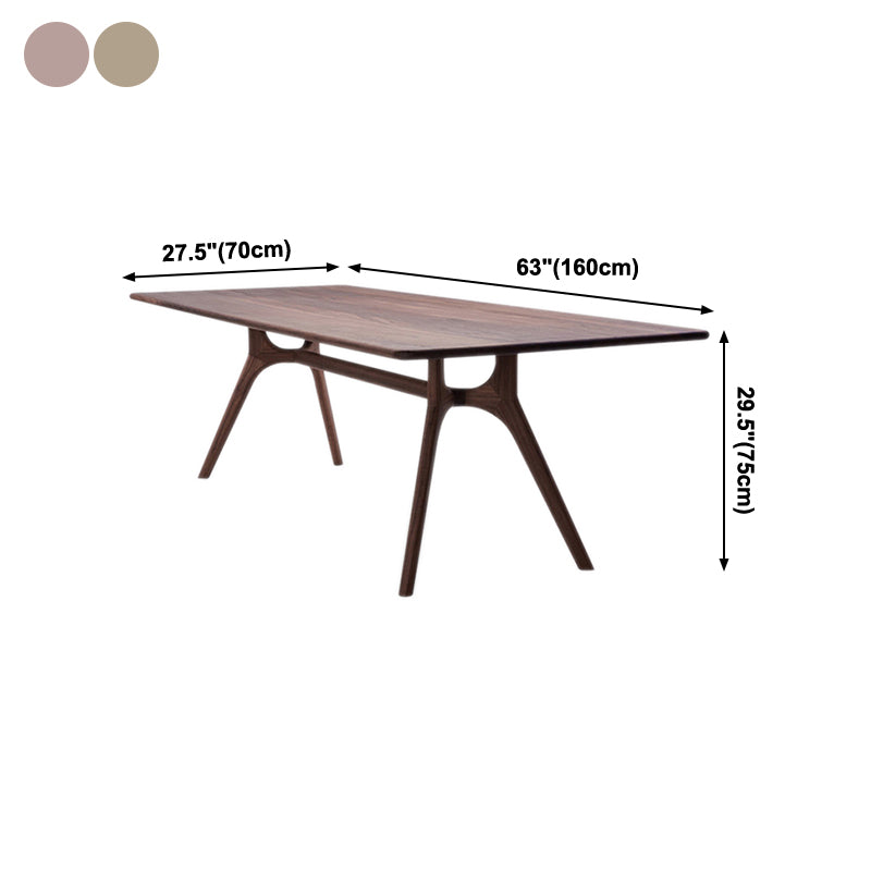 Rectangle Shape 4 Legs Minimalist Table Wood Color Fixed Table of Solid Wood