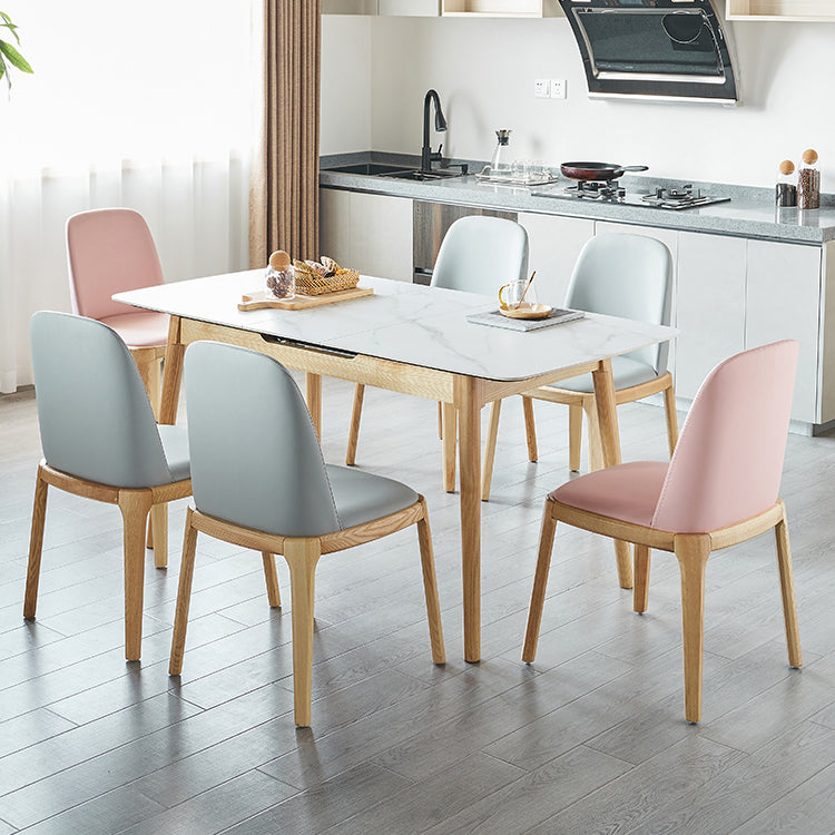 Minimalist Sintered Stone Dining Table White Extendable Dining Table for Kitchen
