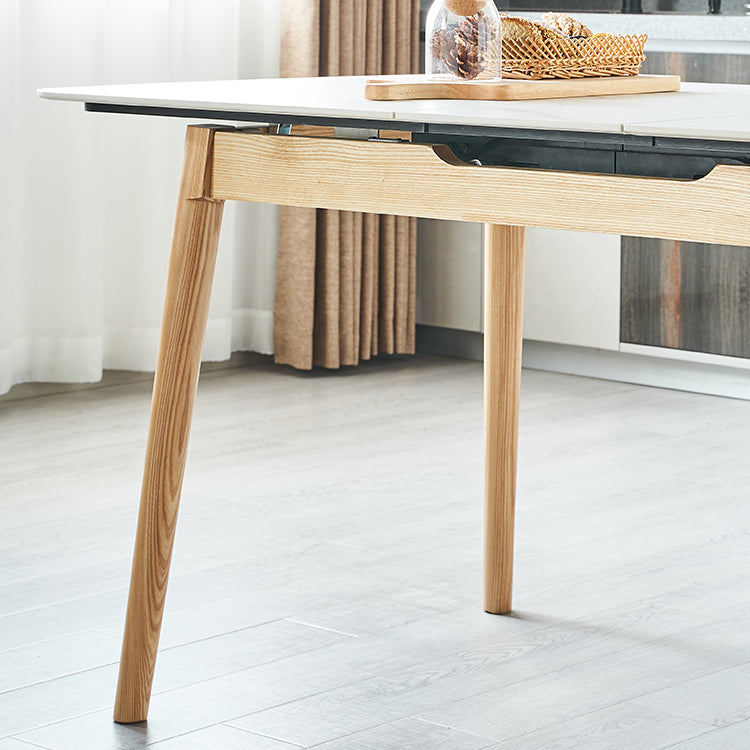 Minimalist Sintered Stone Dining Table White Extendable Dining Table for Kitchen