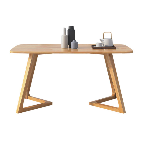 Mesa rectangular de roble moderno, muebles de pedestal doble de madera maciza para interiores