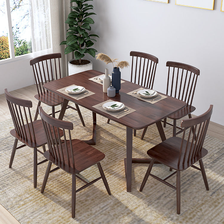 Mesa rectangular de roble moderno, muebles de pedestal doble de madera maciza para interiores