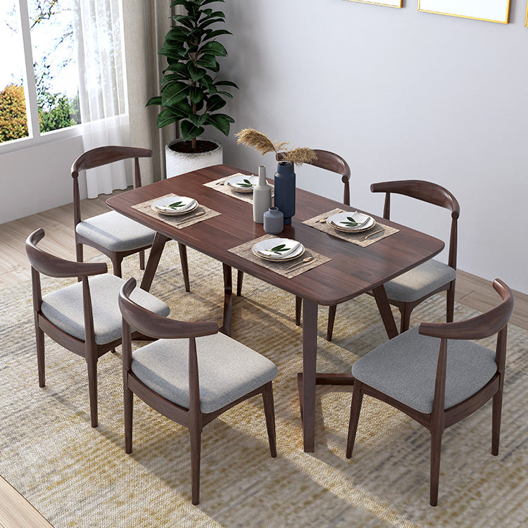 Mesa rectangular de roble moderno, muebles de pedestal doble de madera maciza para interiores