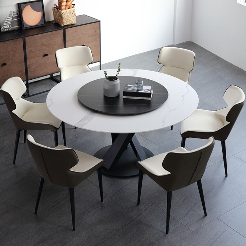 Contemporary Sintered Stone Table Standard Round Dining Table with Pedestal Base