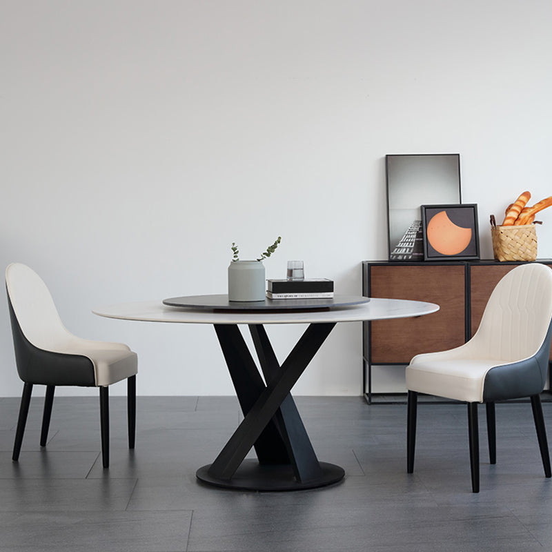 Contemporary Sintered Stone Table Standard Round Dining Table with Pedestal Base