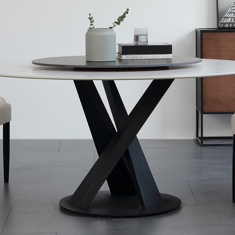 Contemporary Sintered Stone Table Standard Round Dining Table with Pedestal Base