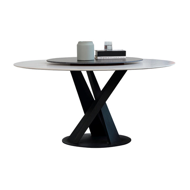 Contemporary Sintered Stone Table Standard Round Dining Table with Pedestal Base