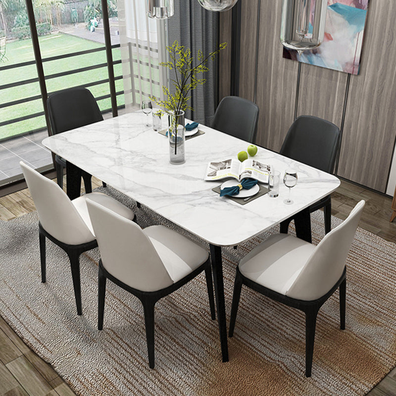 Mesa de comedor industrial rectangular mesa fija con piedra sinterizada