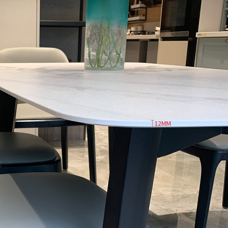 Mesa de comedor industrial rectangular mesa fija con piedra sinterizada