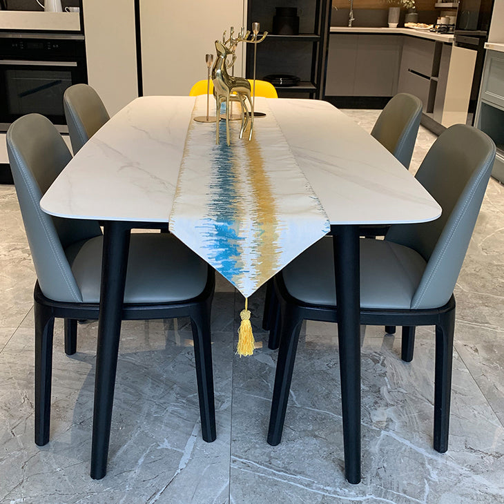 Mesa de comedor industrial rectangular mesa fija con piedra sinterizada