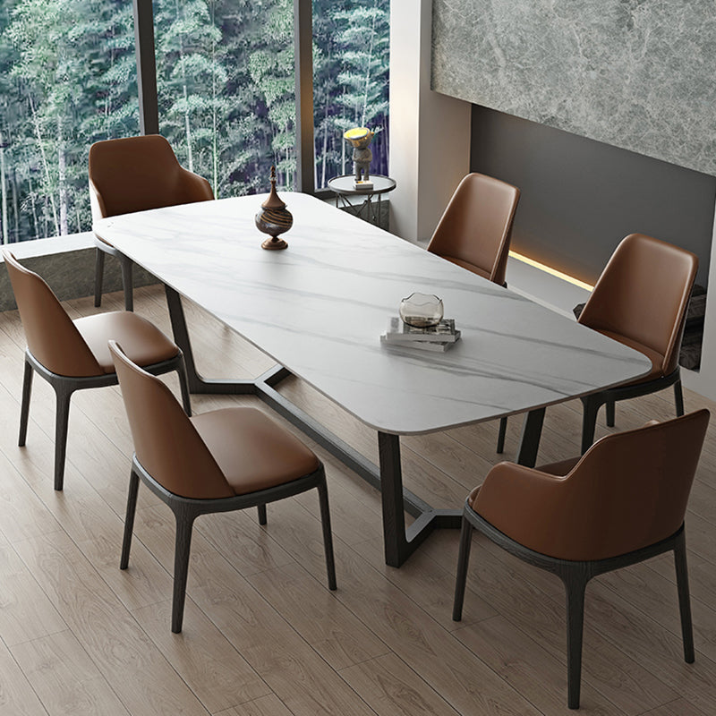 Industrial Sintered Stone Top Table Rectangle Table with Trestle Base